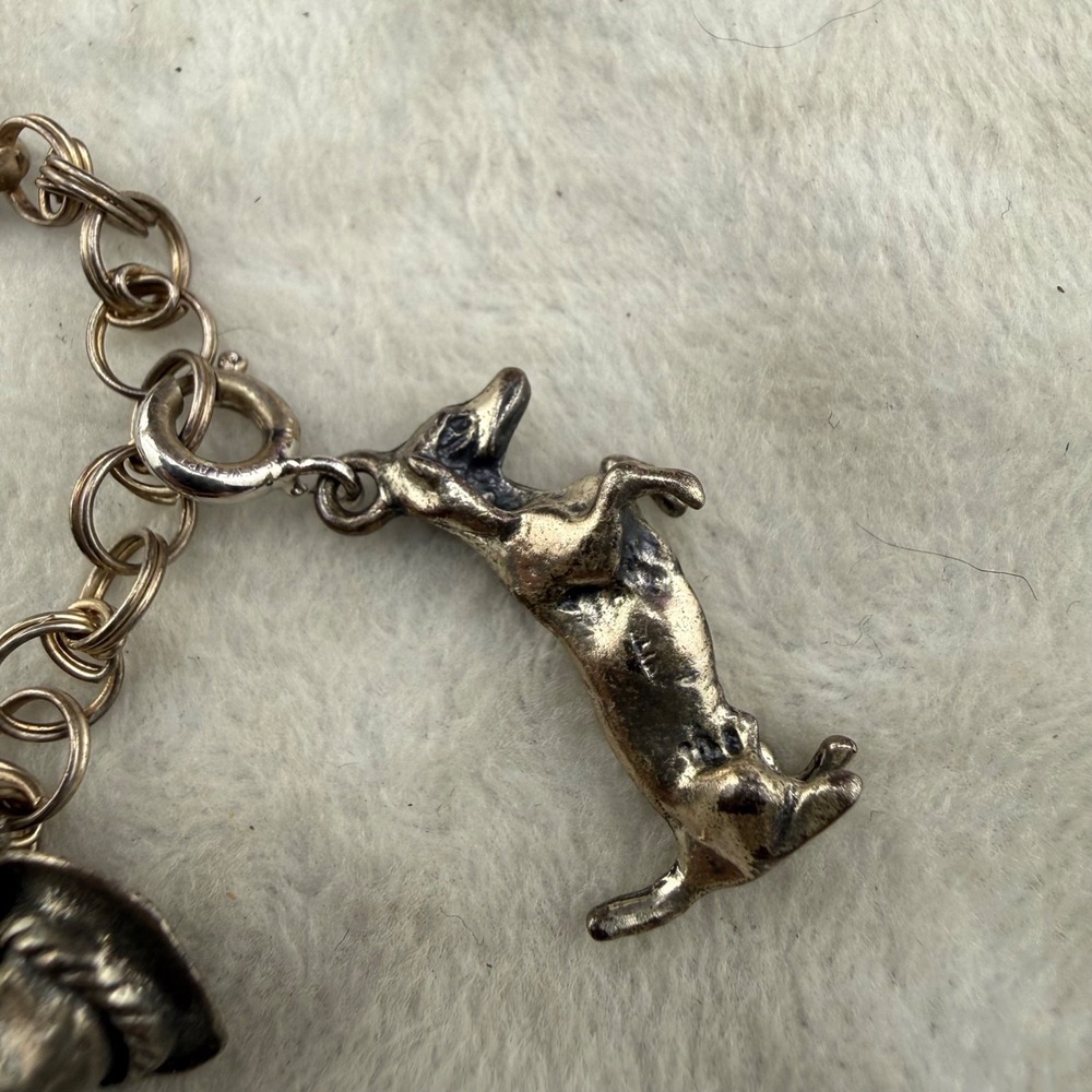 Vintage Signed 800 Silver Charm Bracelet Travel 8" - Picture 5 of 11